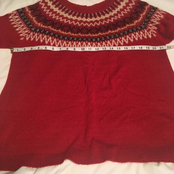Roamans sweater Womens 12 red fair isle knit flounce glittery Nordic Holiday - Picture 6 of 8